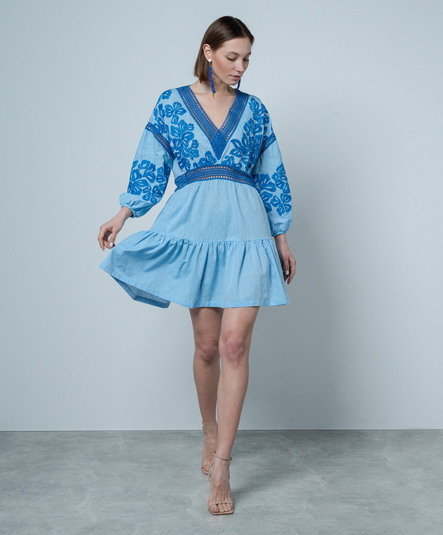 Ermanno Scervino - Blue linen dress with lace D444Q303LZS - shop with  Ireland delivery at Symbol