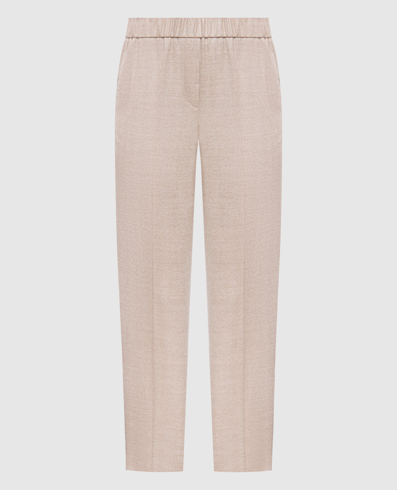 

Beige wool pants with monil chain with lurex Peserico