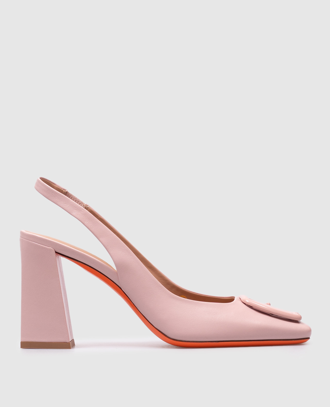

Pink leather slingbacks with logo Santoni