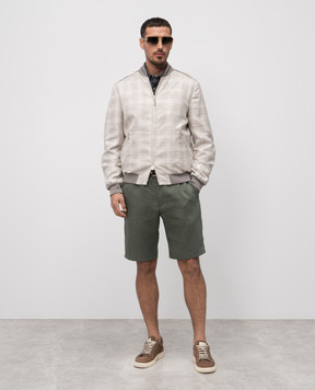 Stefano Ricci Gray wool, silk and linen check bomber jacket MDJ5100180LP51HA