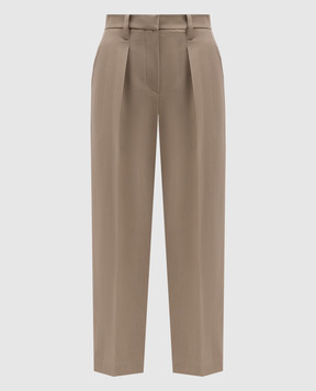 Brunello Cucinelli Beige pants with wool with monil chain MP580P8562