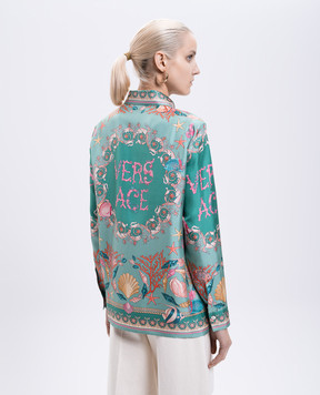Versace Green Underwater Barocco silk blouse 10013601A14746
