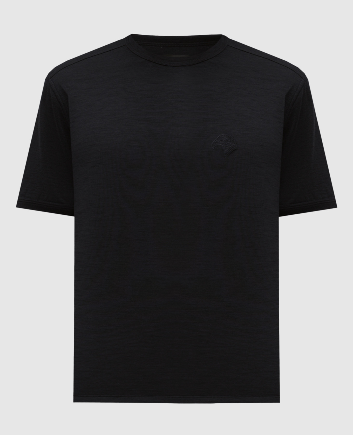 Black wool T-shirt with embroidered logo Stefano Ricci