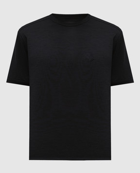 Stefano Ricci Black wool T-shirt with embroidered logo MNH5304610WPA02T