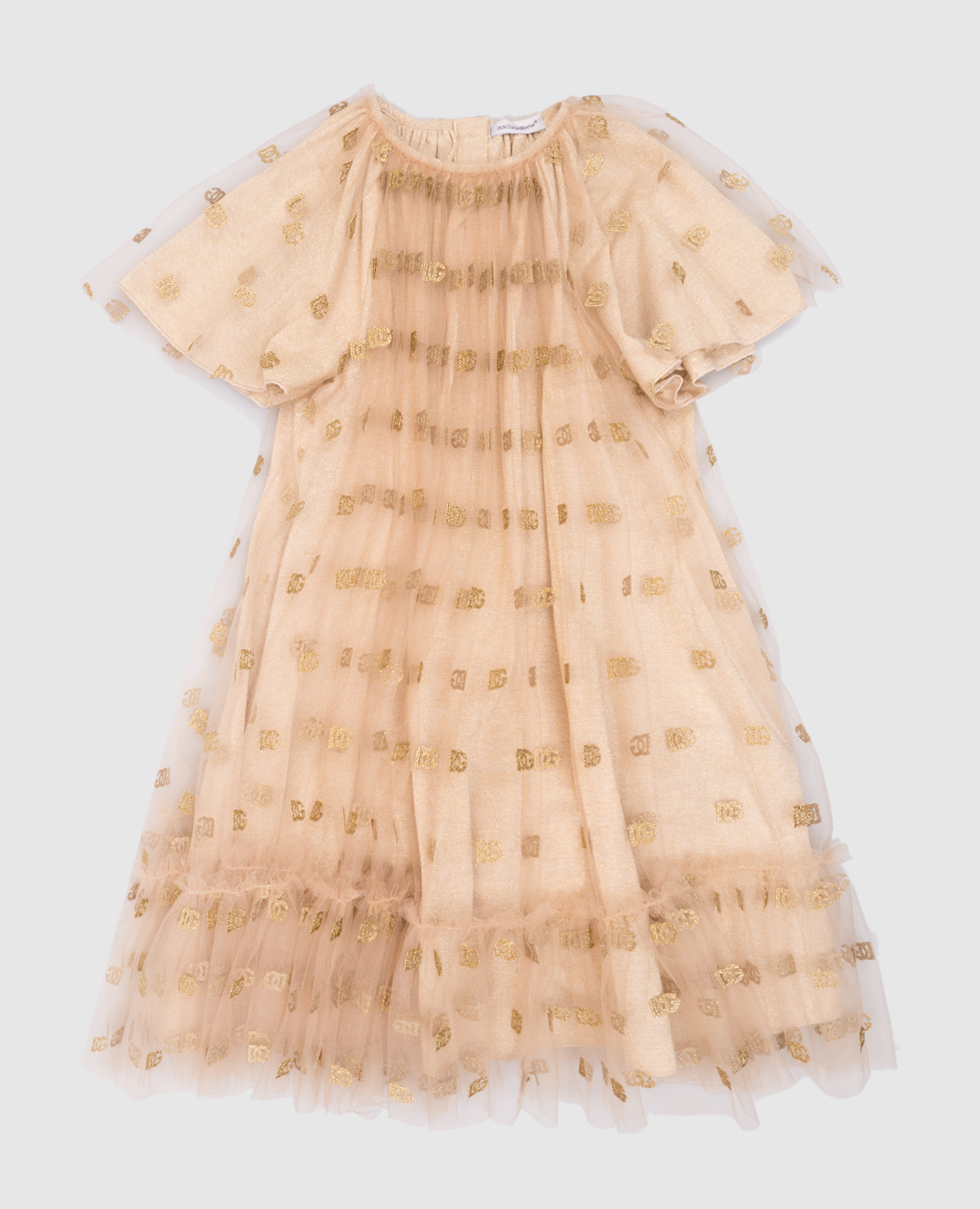 

Children's beige dress with DG logo embroidery Dolce&Gabbana