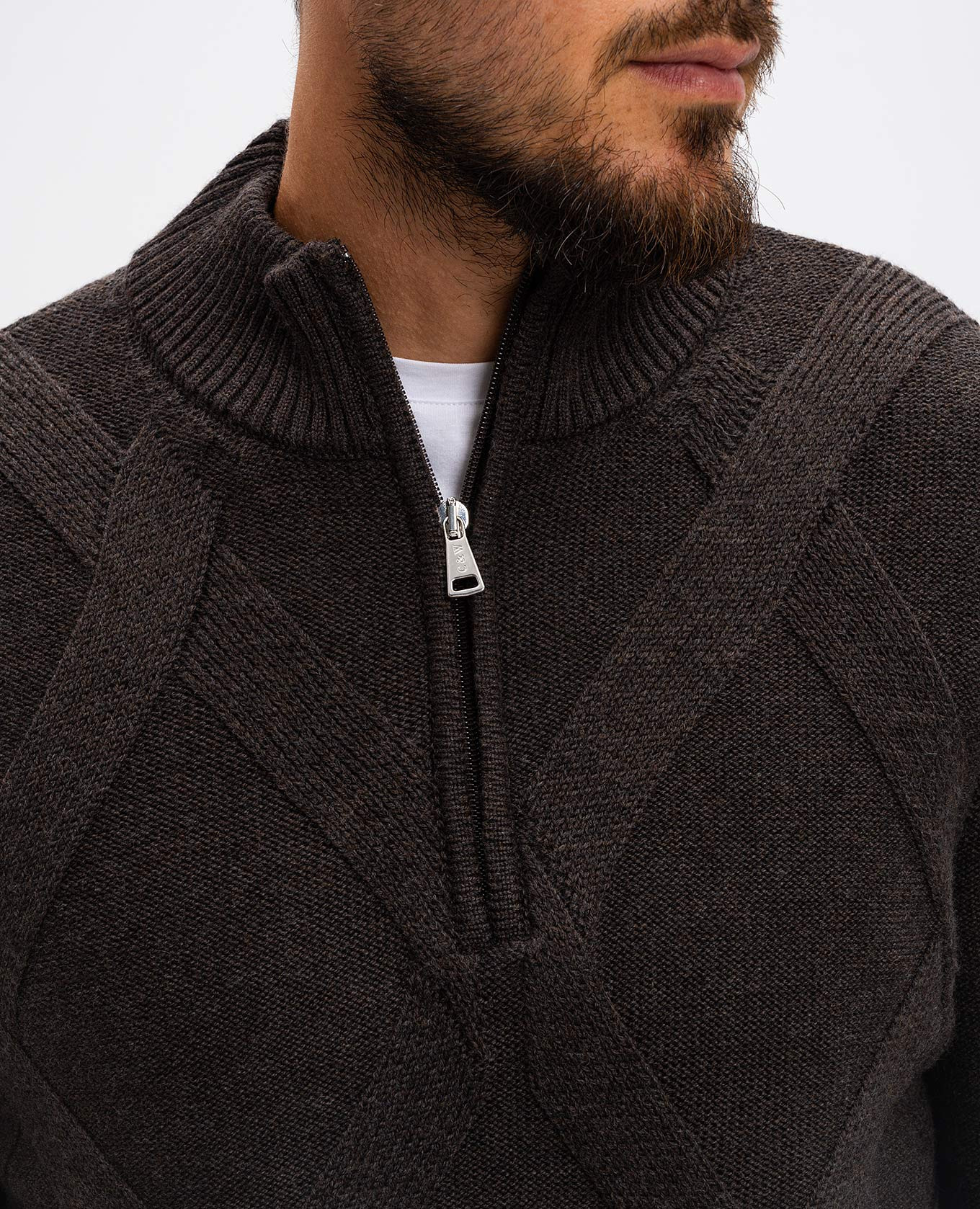 Brown patterned merino wool sweater Cashmere&Whiskey 5