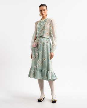 Valentino Green silk blouse with floral print 6B3AB792952