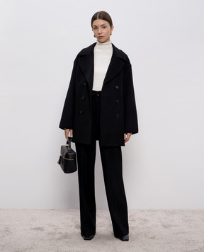 Enrico Mandelli Black double-breasted wool and cashmere coat 2D051A3816