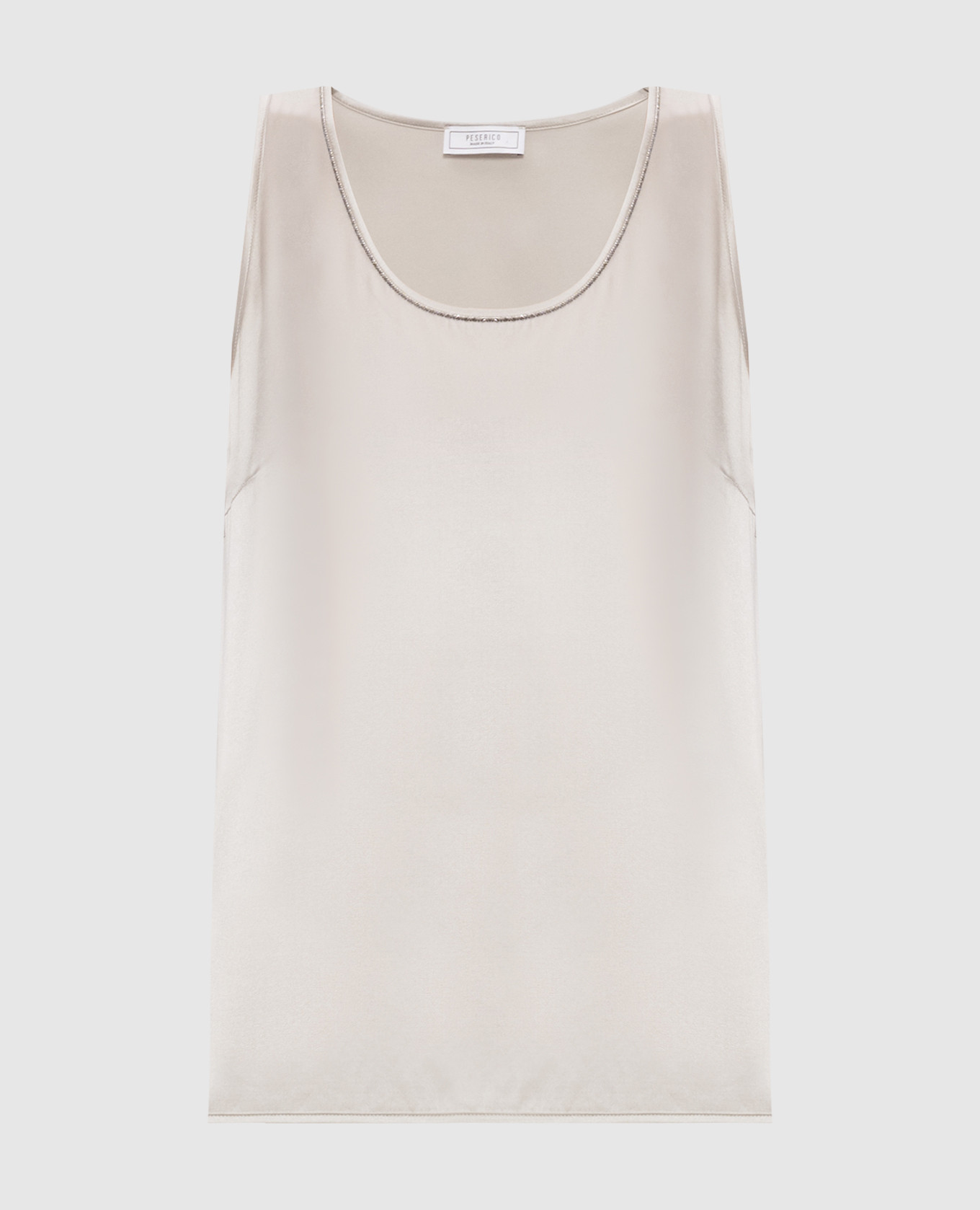 Gray silk top with monil chain Peserico
