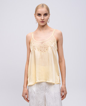 Twinset Yellow top with lace 251TP2371
