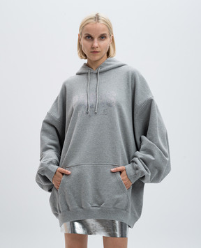 Vetements Gray melange hoodie with crystals UA65HD590G