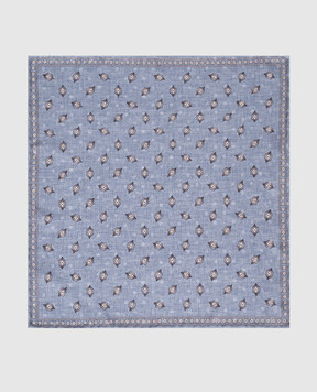 Brunello Cucinelli Blue double-sided printed silk pachet MI8770091