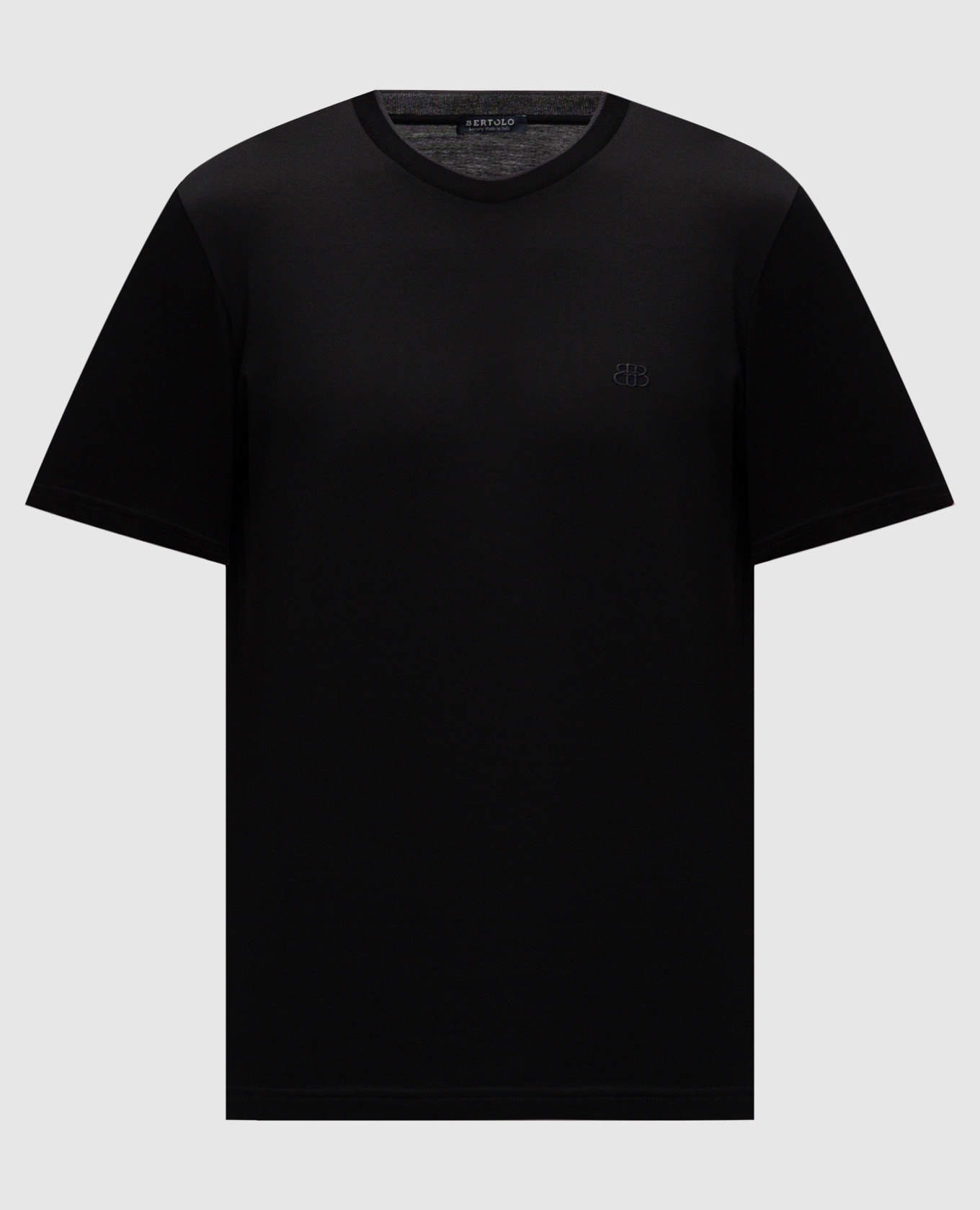 Black t-shirt with logo embroidery bertolo cashmere