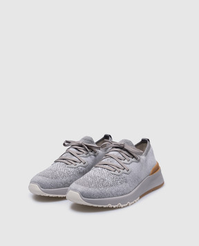 Brunello Cucinelli Grey sneakers with logo in a degraded effect MZUKISO250