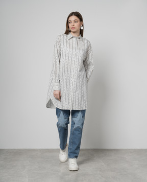 Twinset White elongated shirt with a logo pattern 241TF2020