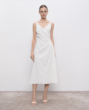 Ermanno Scervino White midi dress with drapery D462Q328OWQ