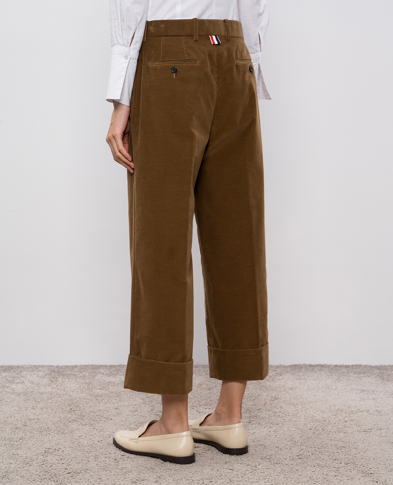 Brown corduroy pants with lapels Thom Browne 4