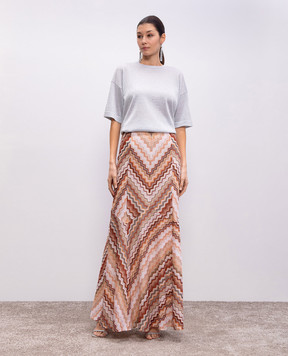 Missoni Brown maxi skirt in branded pattern with lurex DS25SH0FBR00ZV