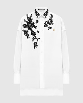 Dolce&Gabbana White long shirt with lace patches F5T39TGDB8O