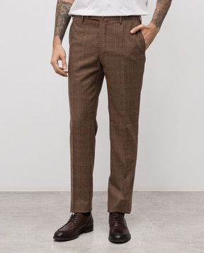 Slowear Brown checked wool and cashmere pants 1T003940958