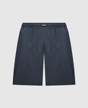 Vetements Blue shorts in a stripe with a logo UE64SS400BW