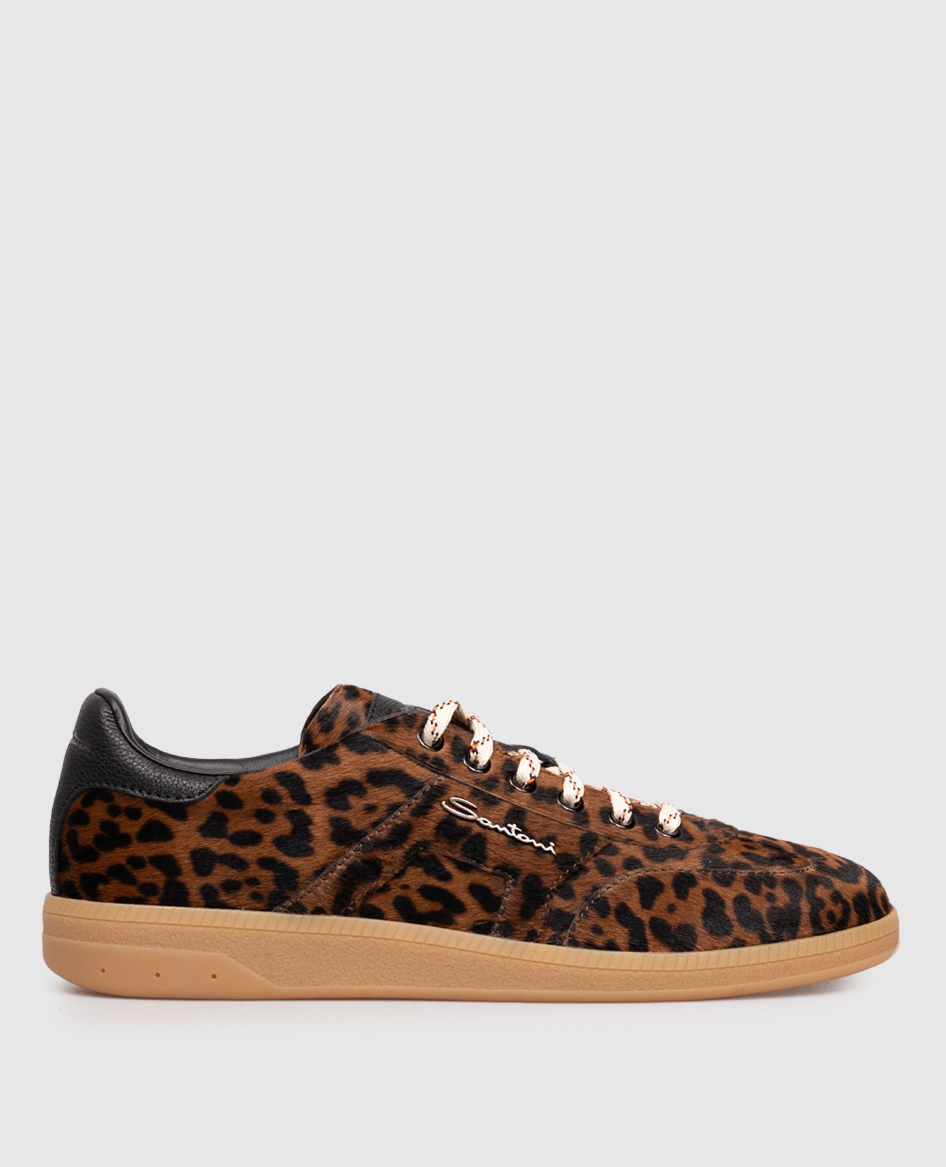 DBS Oly brown leather sneakers in animal print Santoni