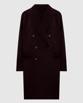 Brunello Cucinelli Burgundy double-breasted cashmere coat MD5039677P