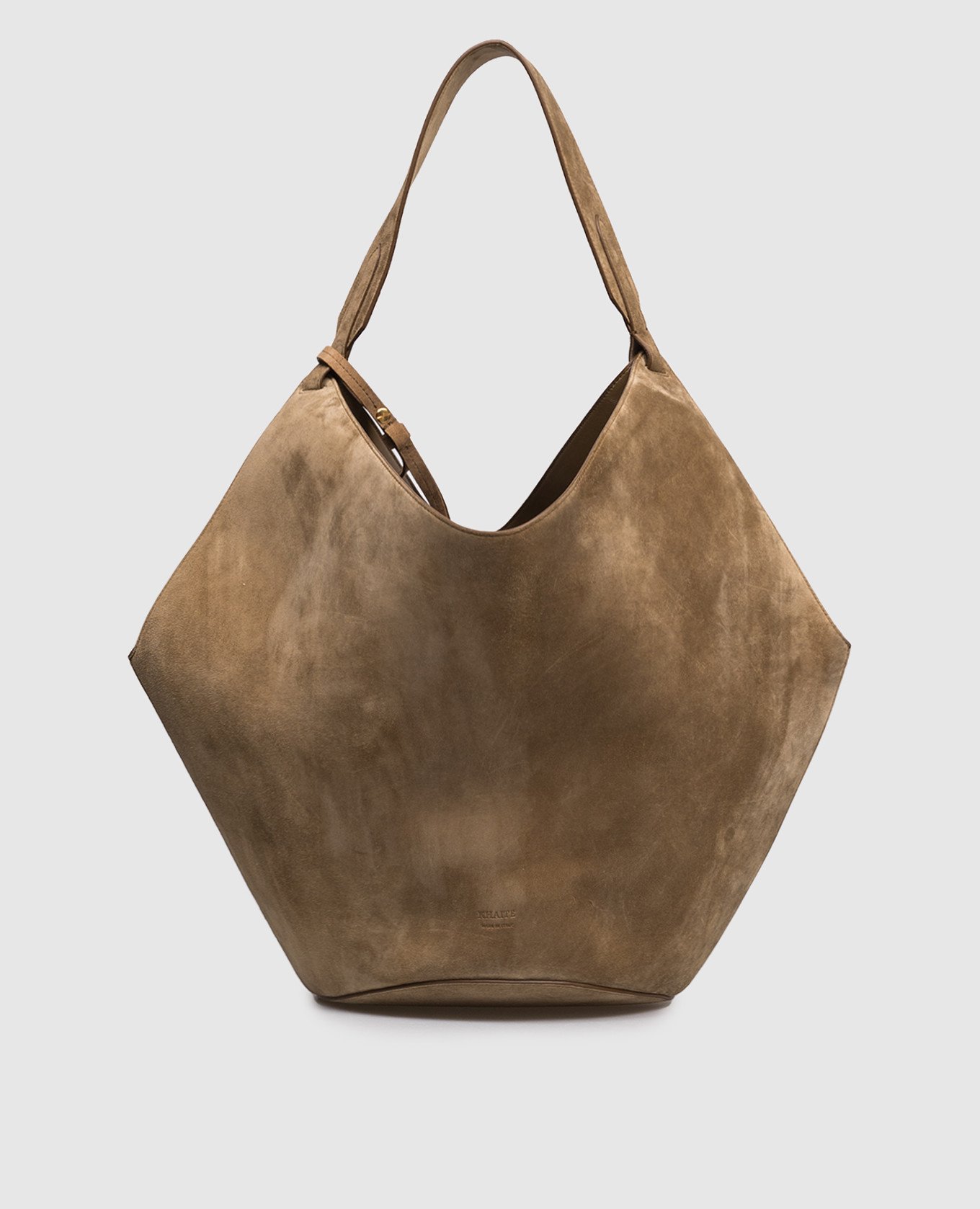 

Brown suede Lotus bag with logo Khaite