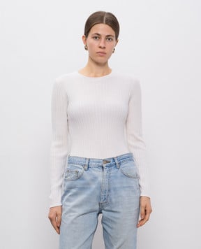 Allude White ribbed cashmere jumper 25511142
