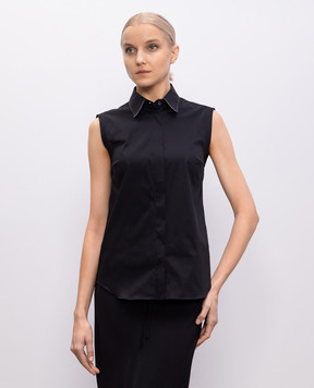 Brunello Cucinelli Black top with monil chain M0091MA616