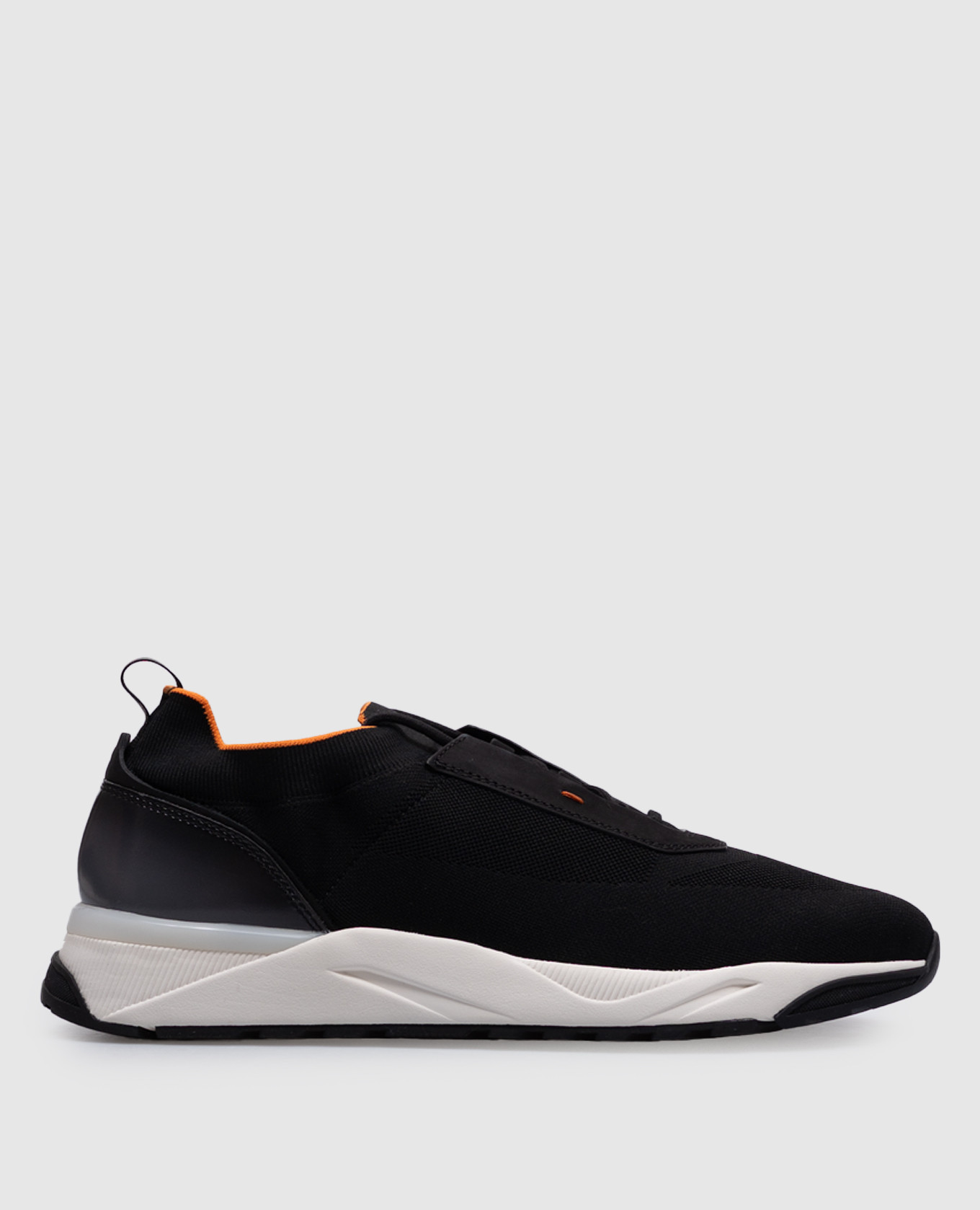 Black sneakers with leather inserts Santoni