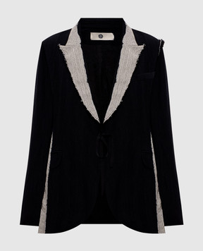 Marc Le Bihan Black wool jacket with contrasting inserts 2203