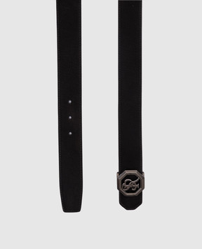 Stefano Ricci Black suede belt with monogram logo N381SDC366U