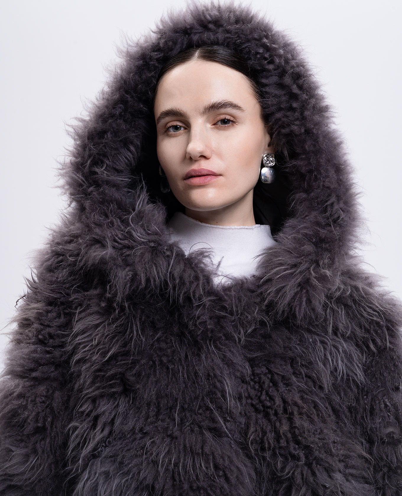 

Gray Flen fur coat made of Kashmir goat fur Simonetta Ravizza, Grey