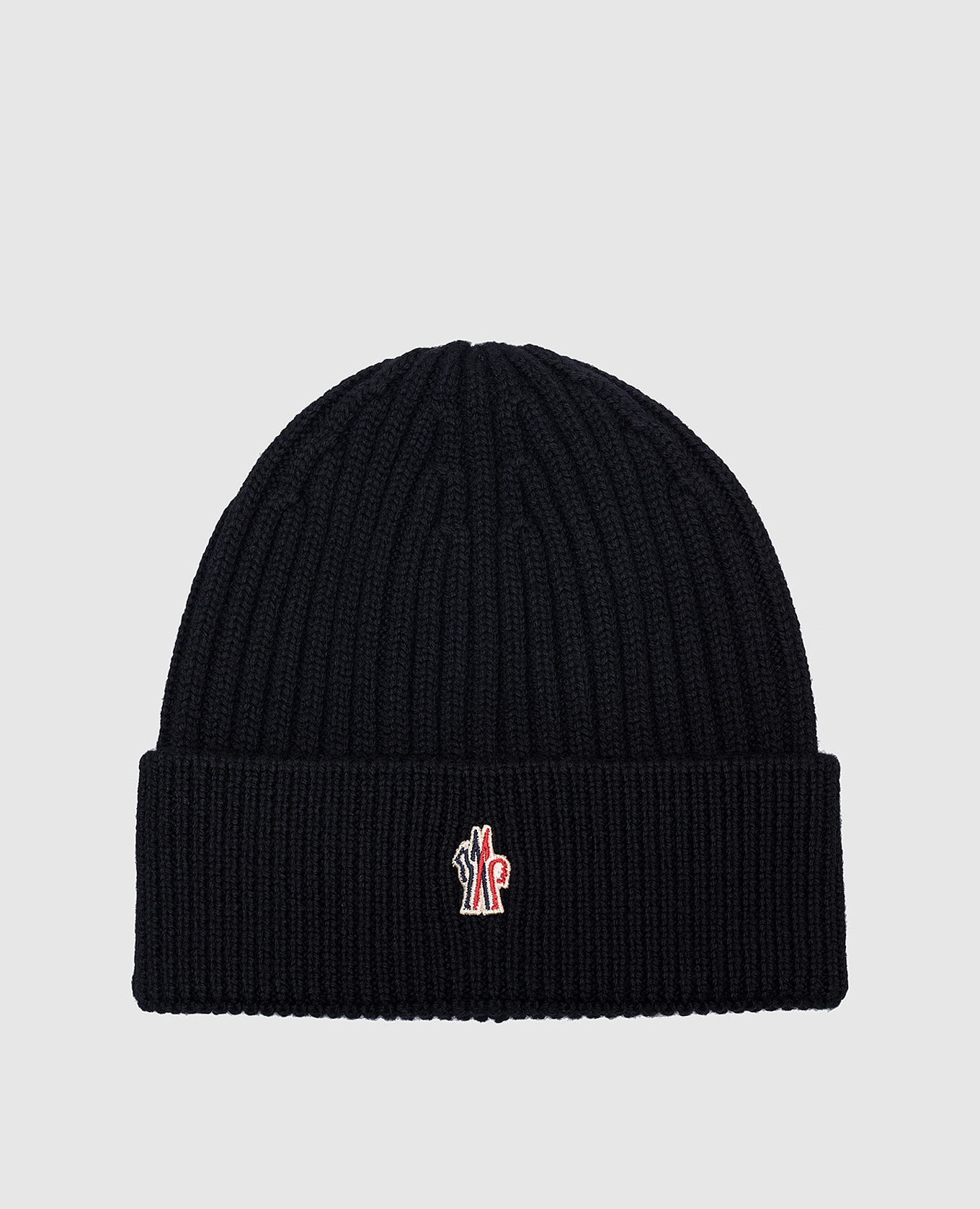 

Black wool cap with logo patch Moncler Grenoble, Черный