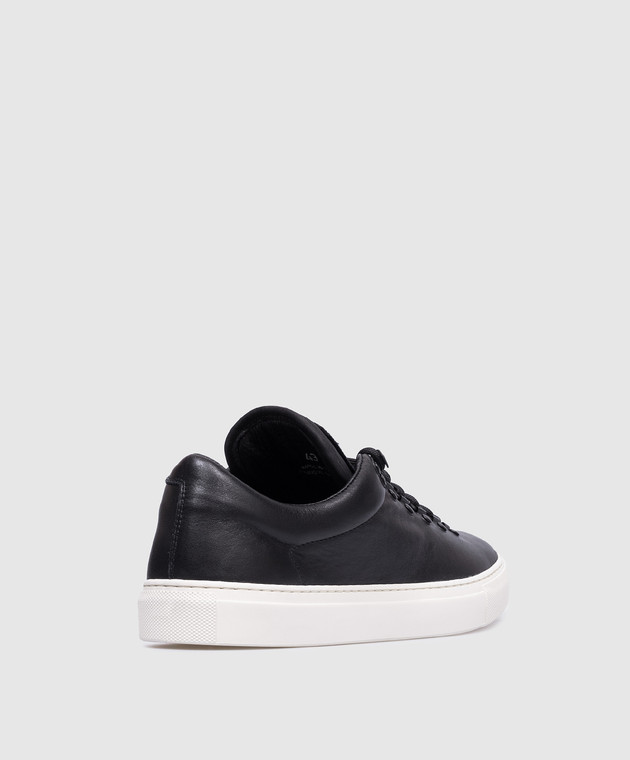 Stone Island - Black leather sneakers with logo patch 81FWS0101
