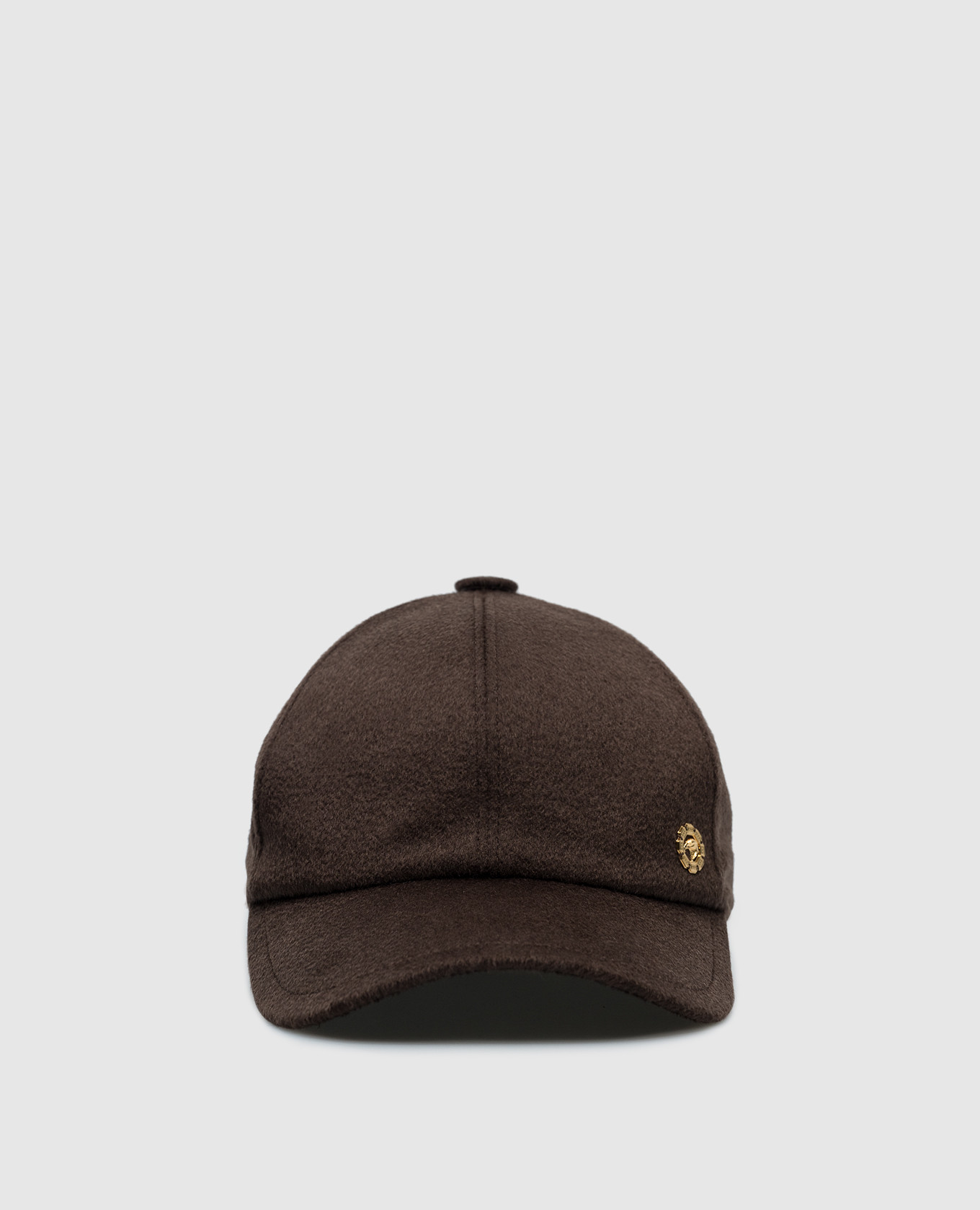 

Brown cashmere cap with metallic brand logo Stefano Ricci
