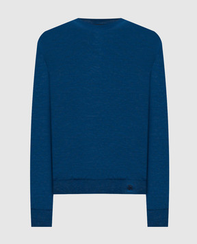 Stefano Ricci Blue wool, silk and cashmere jumper with logo KE08004G01E25374