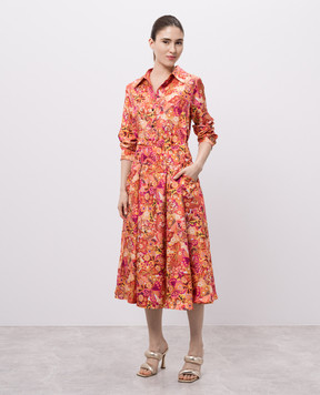 Momoni Piya orange floral silk skirt 255MMOSK006255MO09