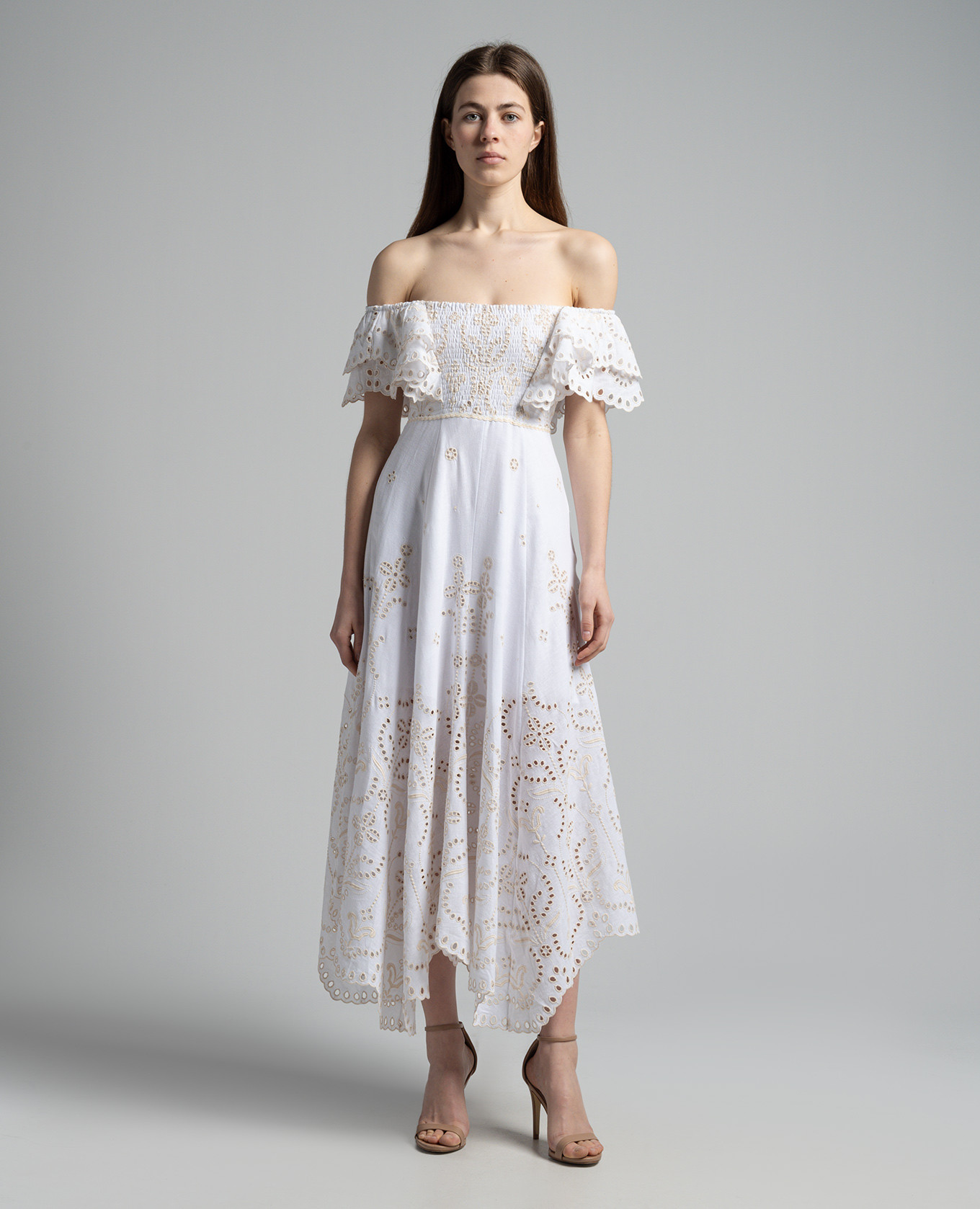 Sheen white midi dress with embroidery Charo Ruiz 3