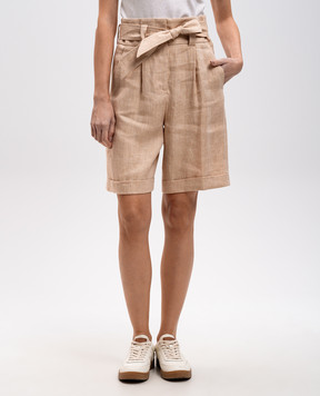 Peserico Beige linen shorts P04191A02603