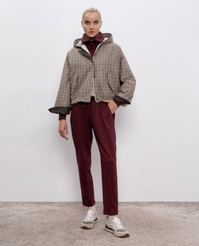 Brunello Cucinelli Burgundy sports jacket with monil chain MP827SN706