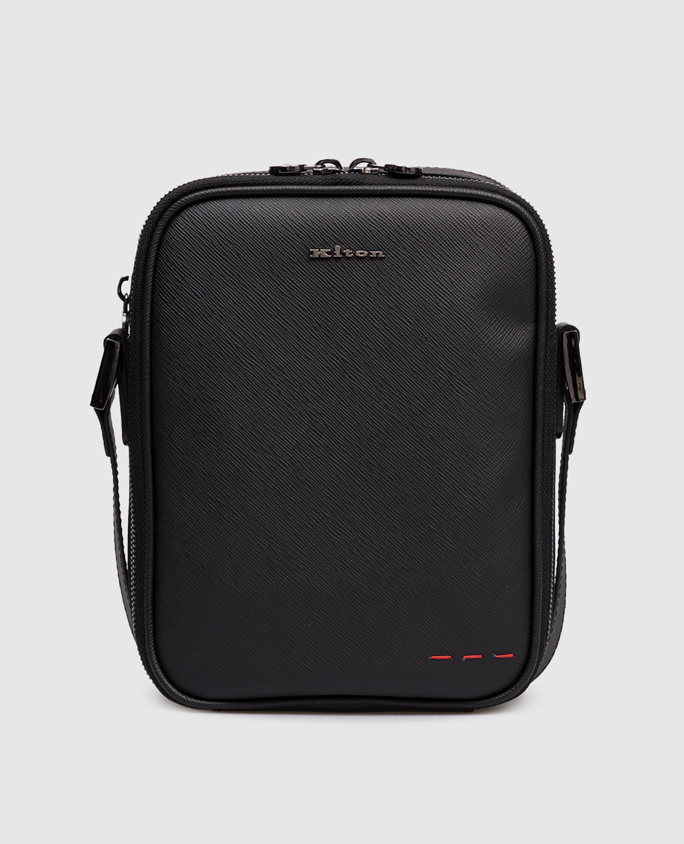 

Black leather bag with textured logo Kiton