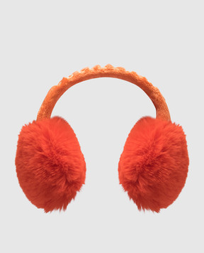 Goldbergh Orange insulated headphones FLUFFY with logo GB62308243