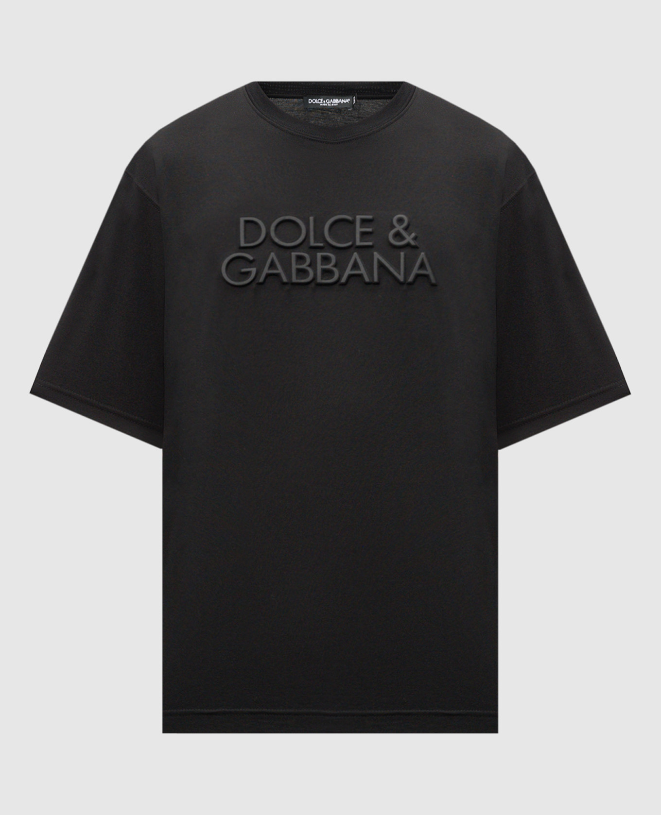 Black t-shirt with textured logo embossing dolce&gabbana