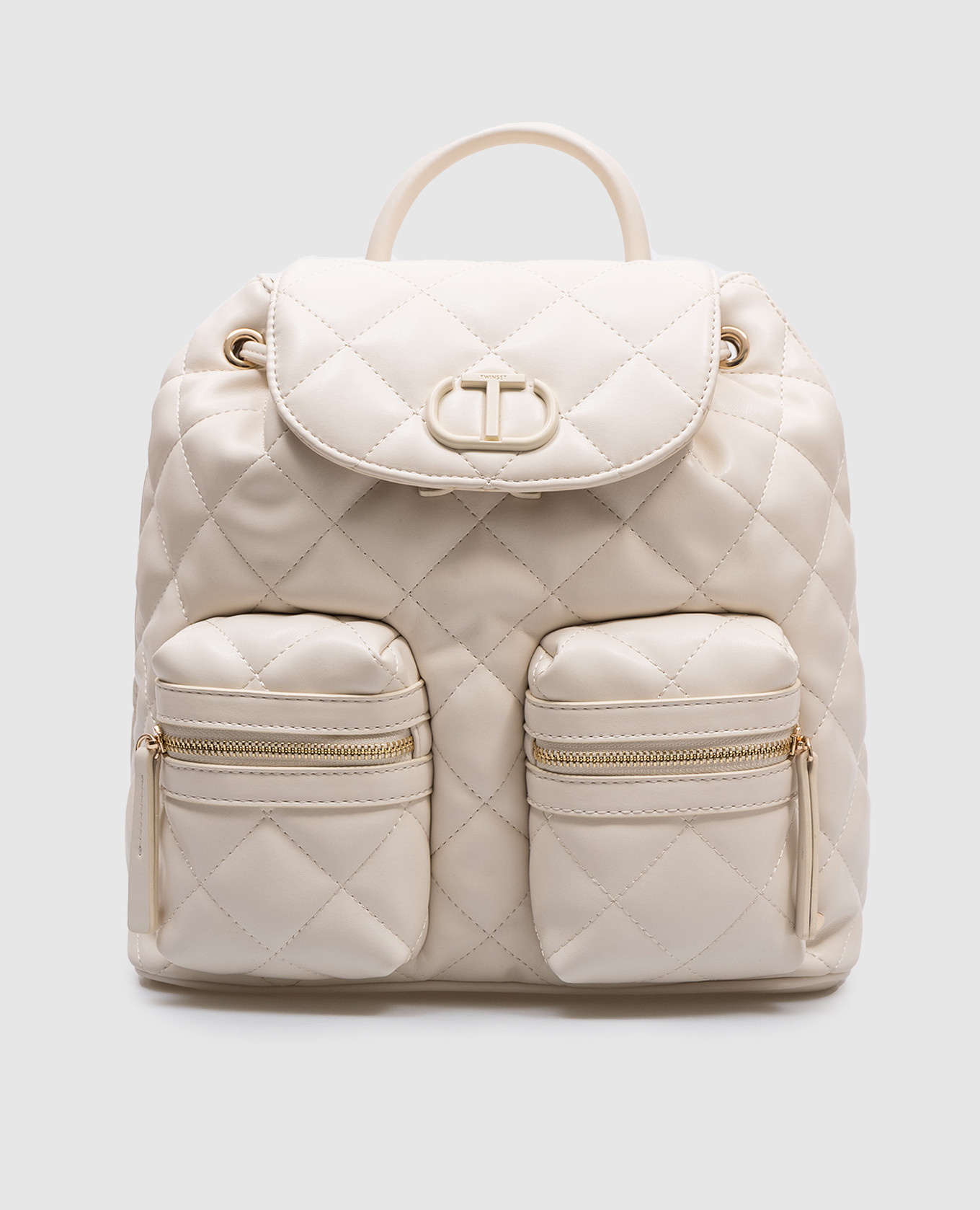 

Beige quilted backpack with Oval T logo Twinset