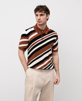 Dolce&Gabbana Brown striped polo shirt GXZ64TJFMMS