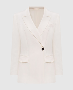 Brunello Cucinelli Beige double-breasted jacket with monil chain MH5407260