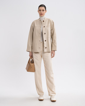 Yves Salomon Beige leather jacket with belt 25EYV21965APXX
