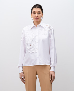 Ermanno Scervino White blouse with floral applique D462K391BQP